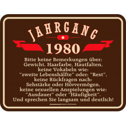 Blechschild Jahrgang 1980 -...