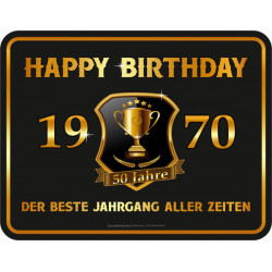 Blechschild Happy Birthday 1970 - RAHMENLOS® 3934