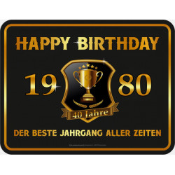 Blechschild Happy Birthday 1980 - RAHMENLOS® 3935