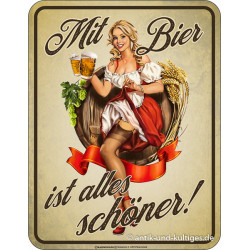 Blechschild Mit Bier ist alles schöner - RAHMENLOS® 3950