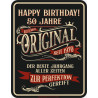 Blechschild Happy Birthday 50 Jahre - RAHMENLOS® 3958