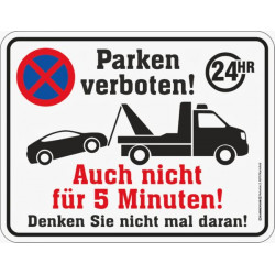 Blechschild Parken verboten...