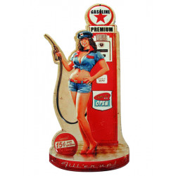 Blechschild Gasoline Tankstelle Pin Up Girl