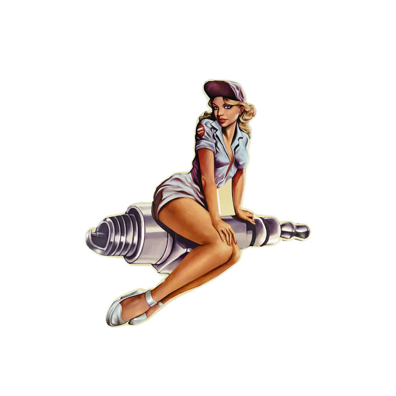 Blechschild Zündkerze - Pin Up Girl Blechschild Zündkerze - Pin Up Girl