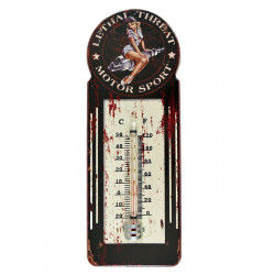 Blechschild mit Thermometer Lethal Threat Pin Up Girl