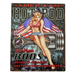 Blechschild American Hot Rod Pin Up Girl