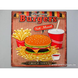 Blechschild Burgers - gestanzt - 38x38 cm