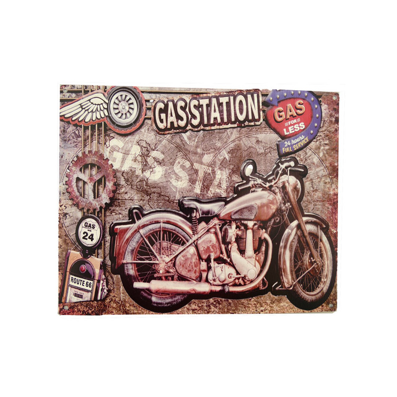 Blechschild Motorrad Gasstation