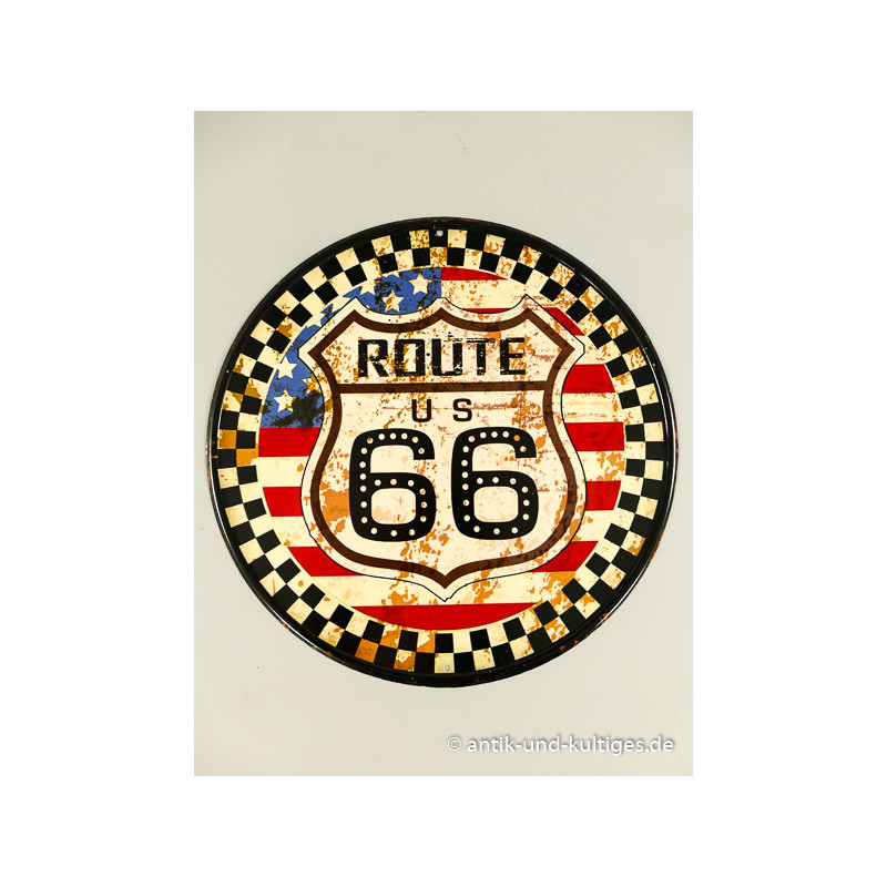 Blechschild Route 66 rund