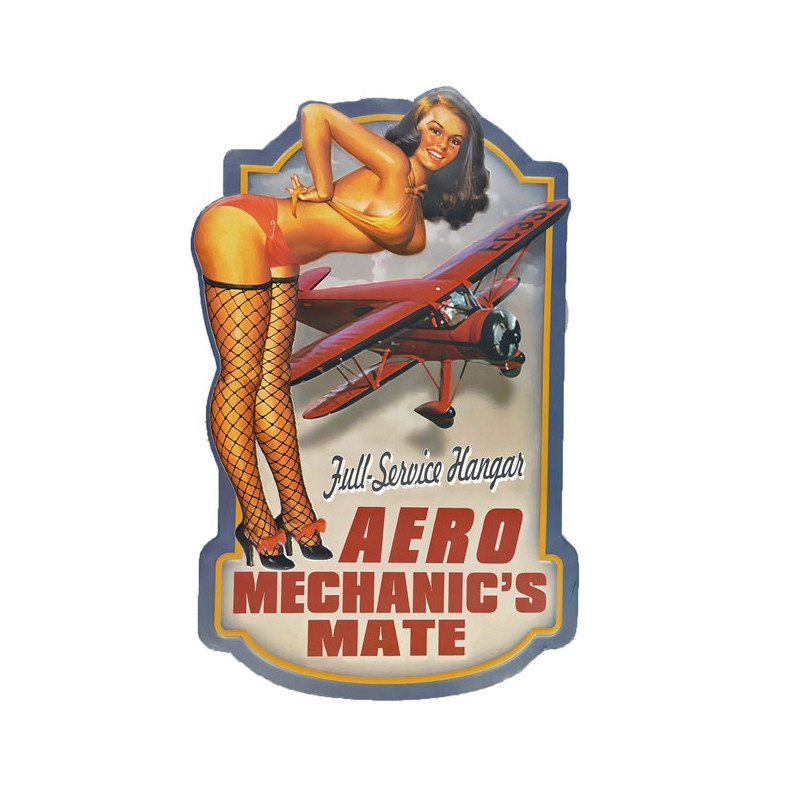 Blechschild Aero Mechanic's Pin Up Girl