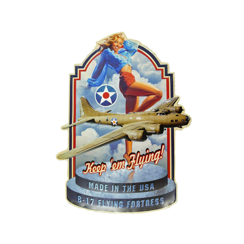 Blechschild B-17 Flying Fortress Pin Up Girl