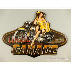 Blechschild Classic Garage - Pin Up Girl - gestanzt