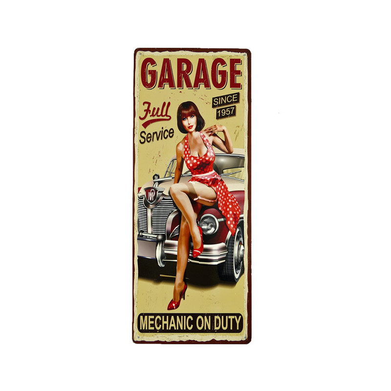 Blechschild Garage Full Service Pin Up Girl