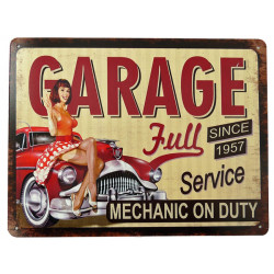 Blechschild Garage Full Service Pin Up Girl (D62)