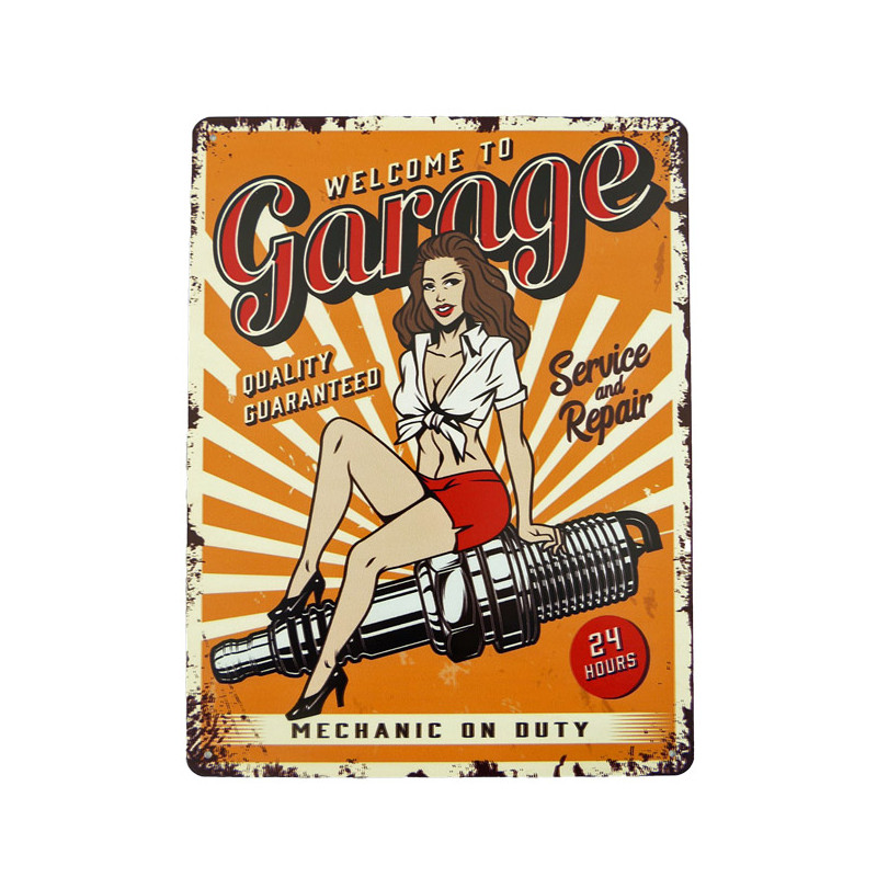 Blechschild Garage Pin Up Girl