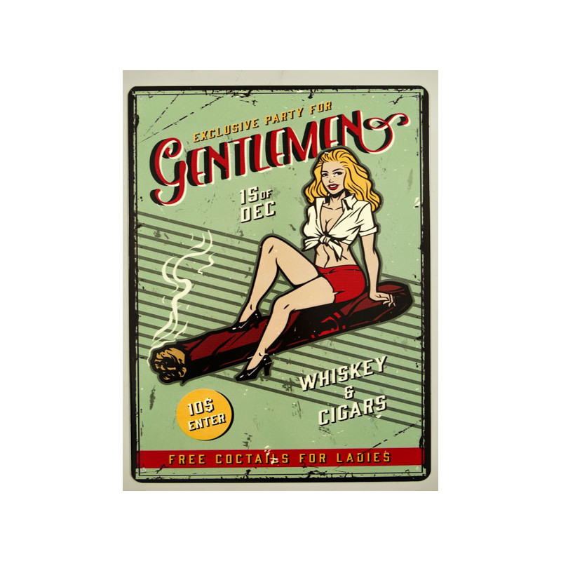 Blechschild Gentlemen Pin Up Girl - D22