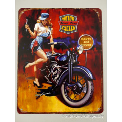 Blechschild Motor Speed King Pin Up Girl