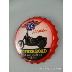 Blechschild Route 66 Motherroad Ø 36 cm
