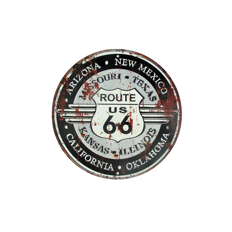 Blechschild Route 66 rund - Ø 30 cm
