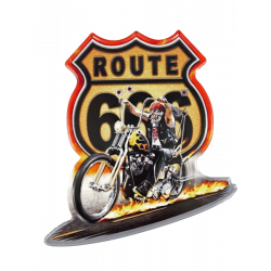 Blechschild Route 66 Flammender Asphalt