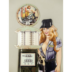 Blechschild mit Thermometer Tankstelle Pin Up Girl Route 66