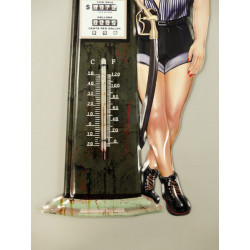 Blechschild mit Thermometer Tankstelle Pin Up Girl Route 66