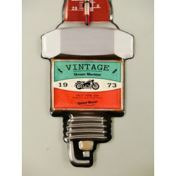 Blechschild mit Thermometer Zündkerze Vintage