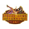 Blechschild Liquor Guns & Ammo Pin Up Girl