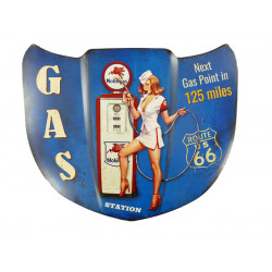 Blechschild Motorhaube Gas...