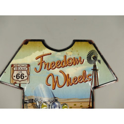 Blechschild Route 66 T-Shirt Freedom Wheels