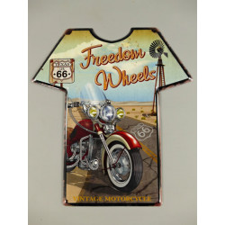 Blechschild Route 66 T-Shirt Freedom Wheels