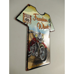 Blechschild Route 66 T-Shirt Freedom Wheels