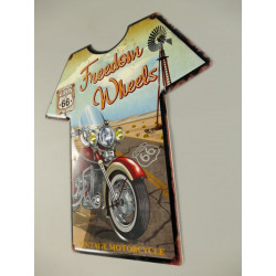 Blechschild Route 66 T-Shirt Freedom Wheels