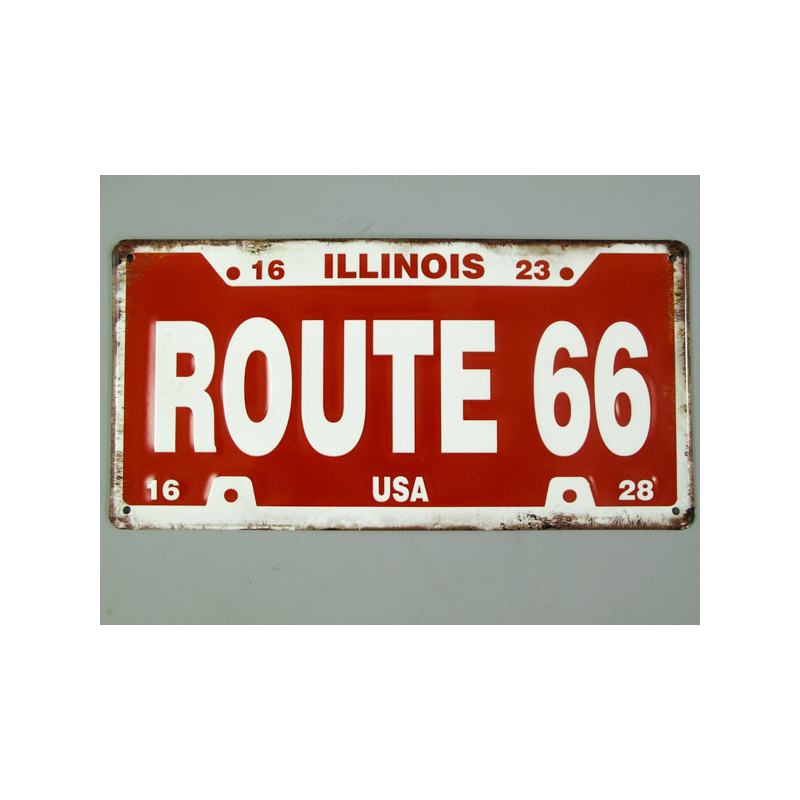 Blechschild Route 66 Illinois Nummernschild