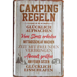 Blechschild Camping Regeln