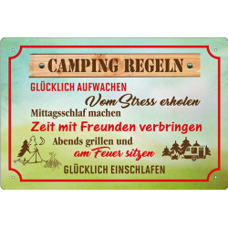 Blechschild Camping Regeln (01)