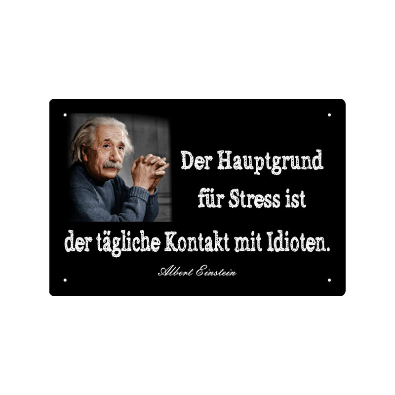Blechschild Einstein Der Hauptgrund für Stress