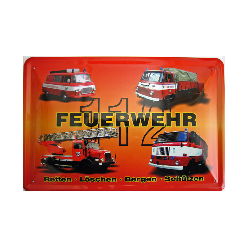 Blechschild Feuerwehr B1000 Robur Leiterwagen W50