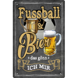 Blechschild Fussball und Bier
