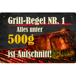 Blechschild Grill-Regel Nr. 1