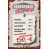 Blechschild Handwerker Stundenlohn