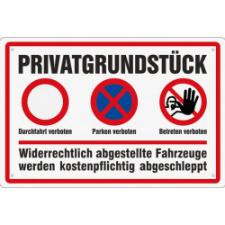 Blechschild Privatgrundstück