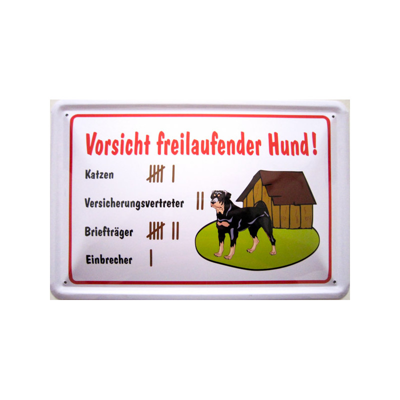 Blechschild Vorsicht freilaufender Hund