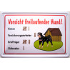 Blechschild Vorsicht freilaufender Hund