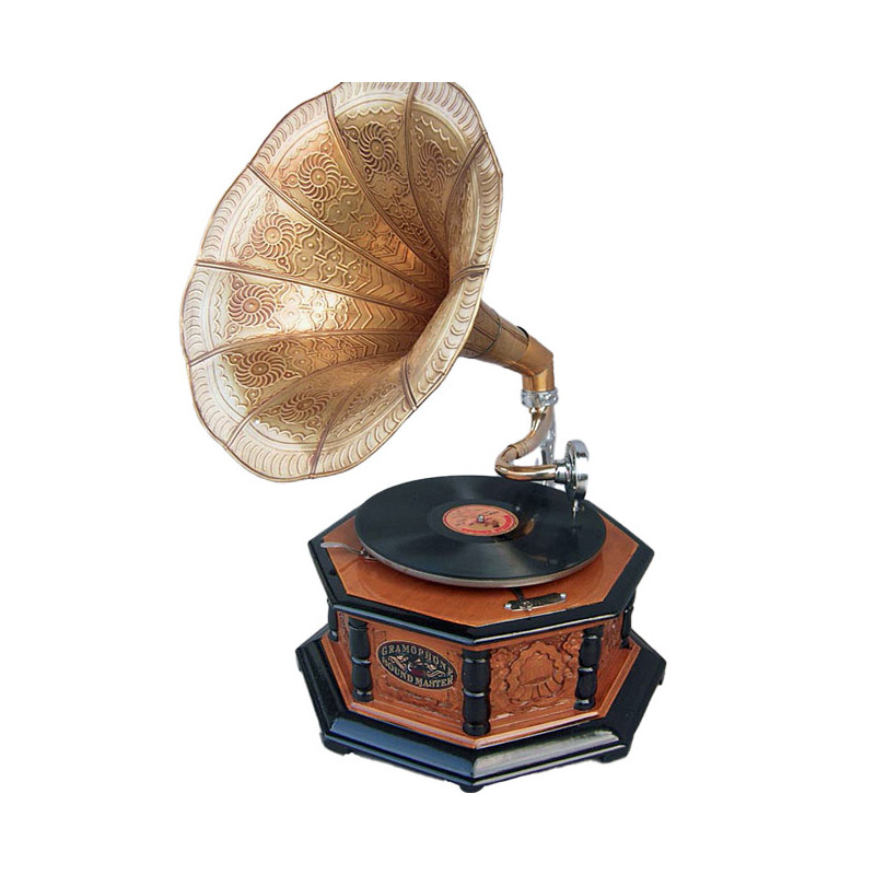 Grammophon Holz braun achteckig