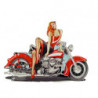 Blechschild Motorrad rot mit Pin Up Girl