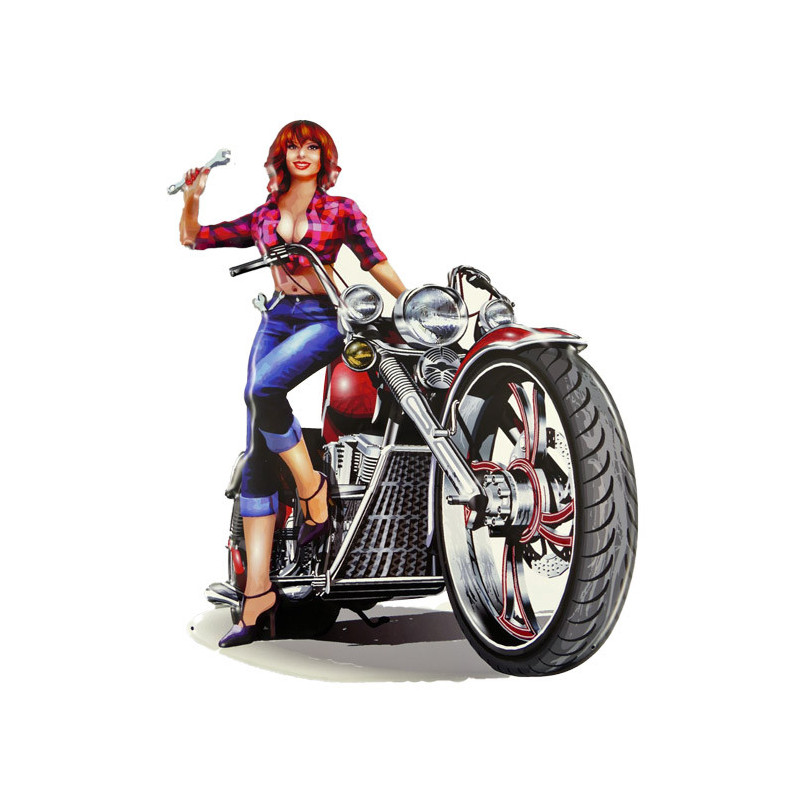 Blechschild Motorrad Pin Up Girl