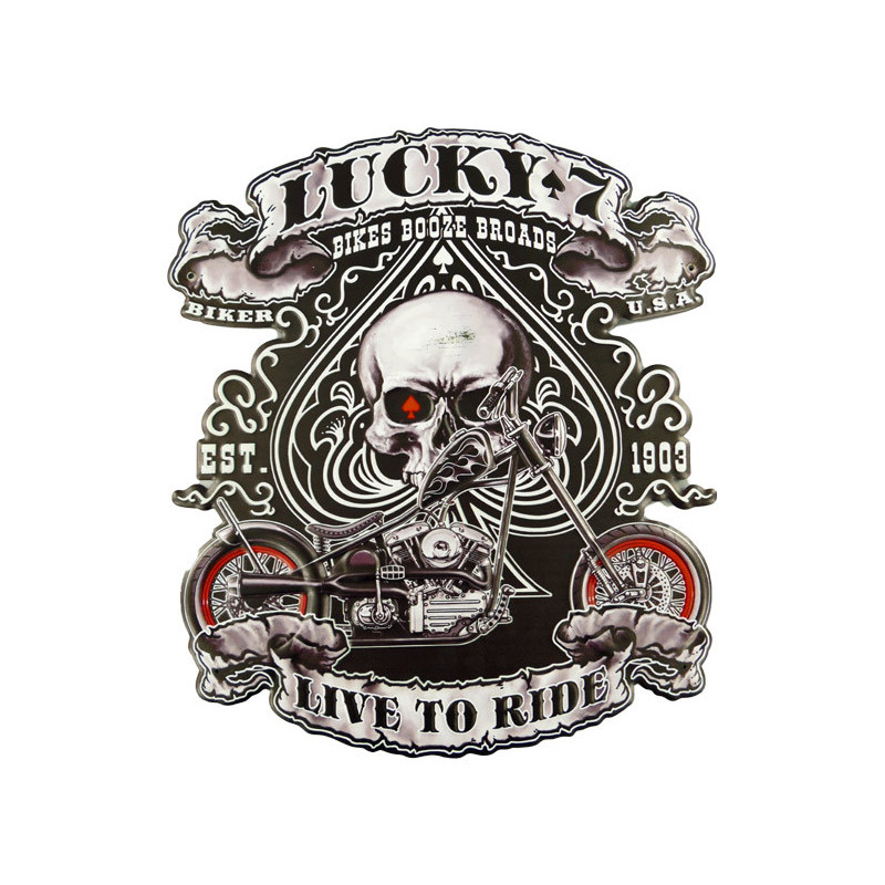 Blechschild Lucky 7 Biker Motorrad