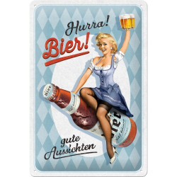 Hurra Bier Blechschild -...