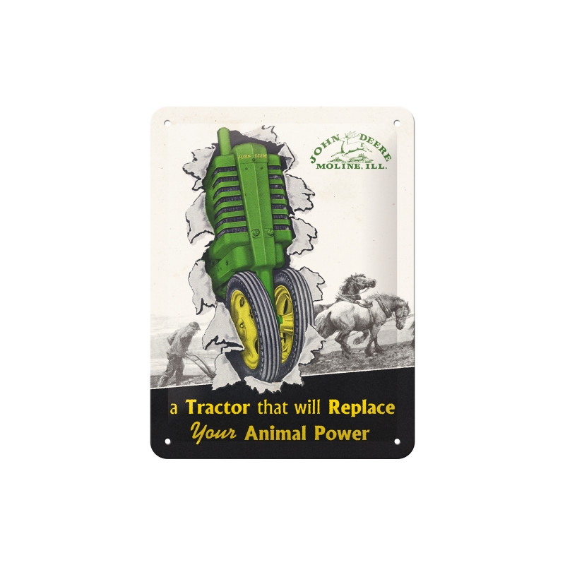 John Deere Blechschild Tractor & Animal Power - Nostalgic-Art John Deere Blechschild Tractor & Animal Power - Nostalgic-Art